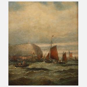 C. Watson, Segelboote vor Steilküste