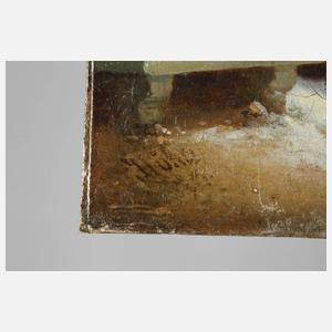 Mönch im verschneiten Klostertor