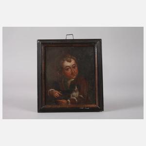 H. Jung, attr., Junger Mann mit Hündchen