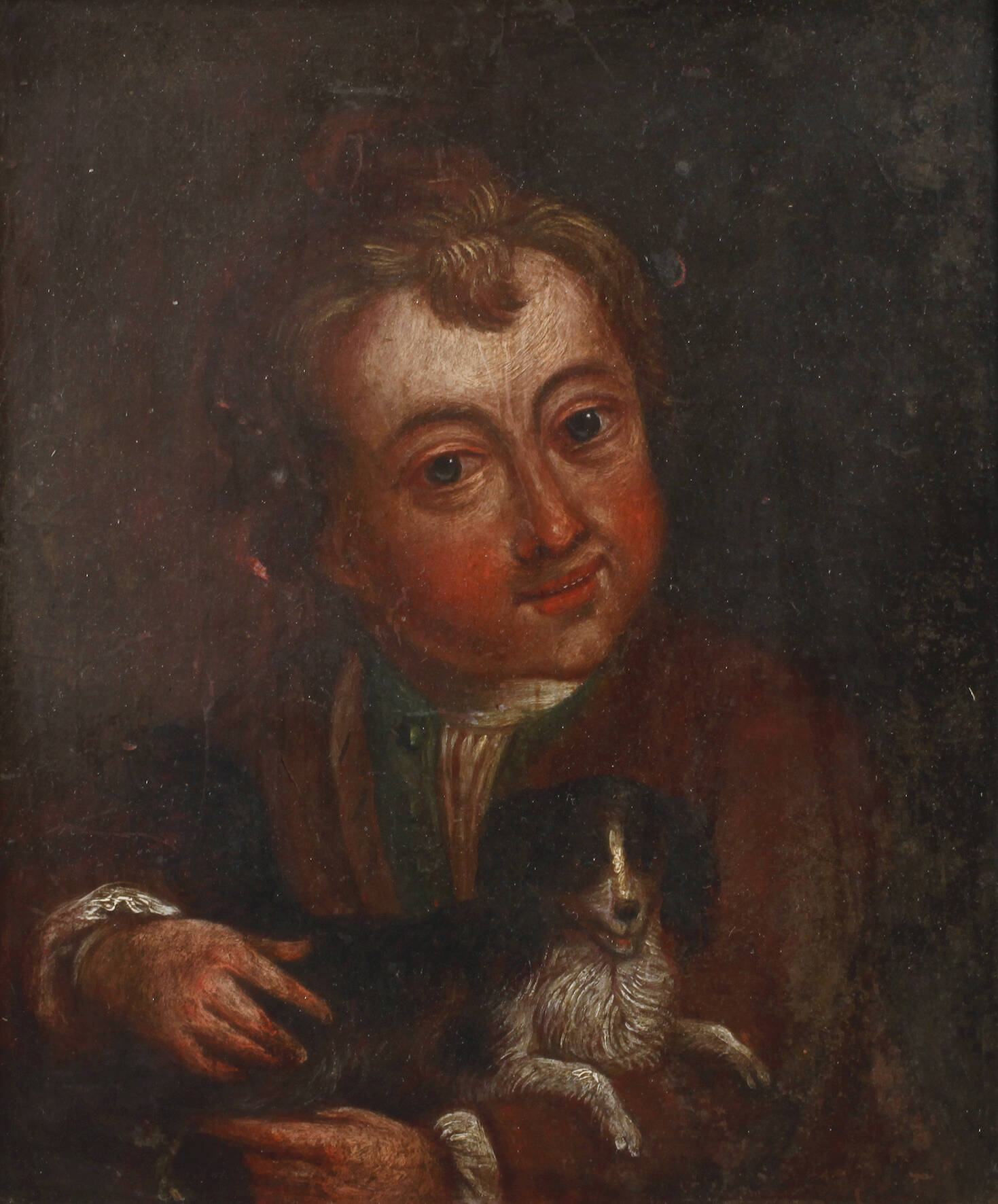 H. Jung, attr., Junger Mann mit Hündchen