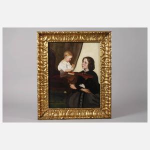 Malerin mit Kind im Atelier