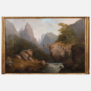 Gebirgslandschaft mit Wanderern