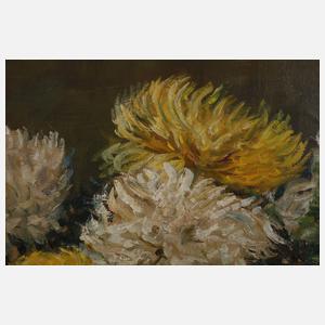 Rudolf Ballabene, Stillleben mit Dahlien