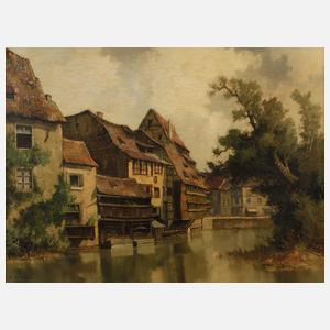 Ernst Bröcker, "Partie an der Pegnitz in Nürnberg"