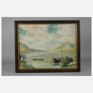 Carp, Boote am Seeufer