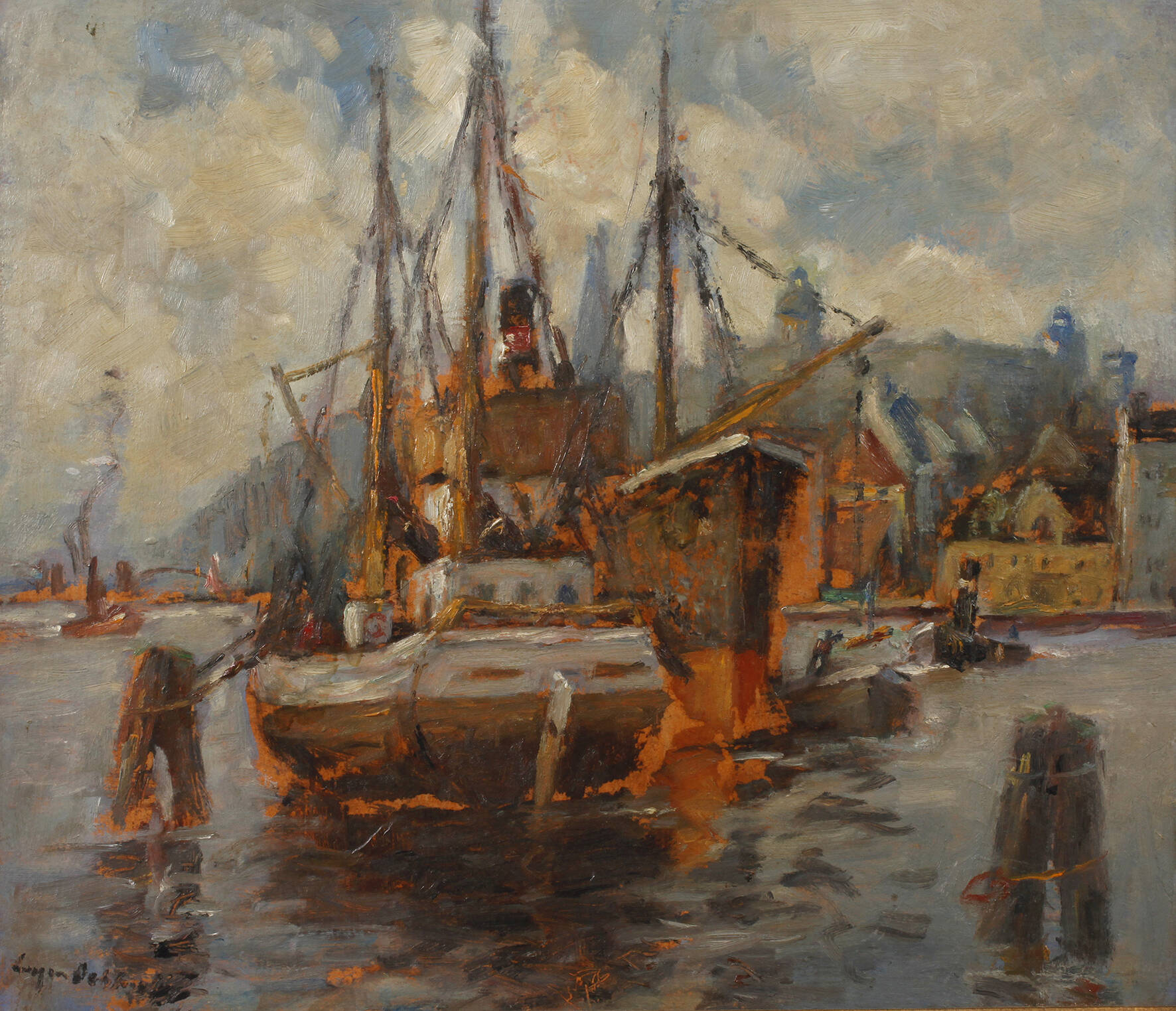 Eugen Dekkert, Fischerboote im Hafen