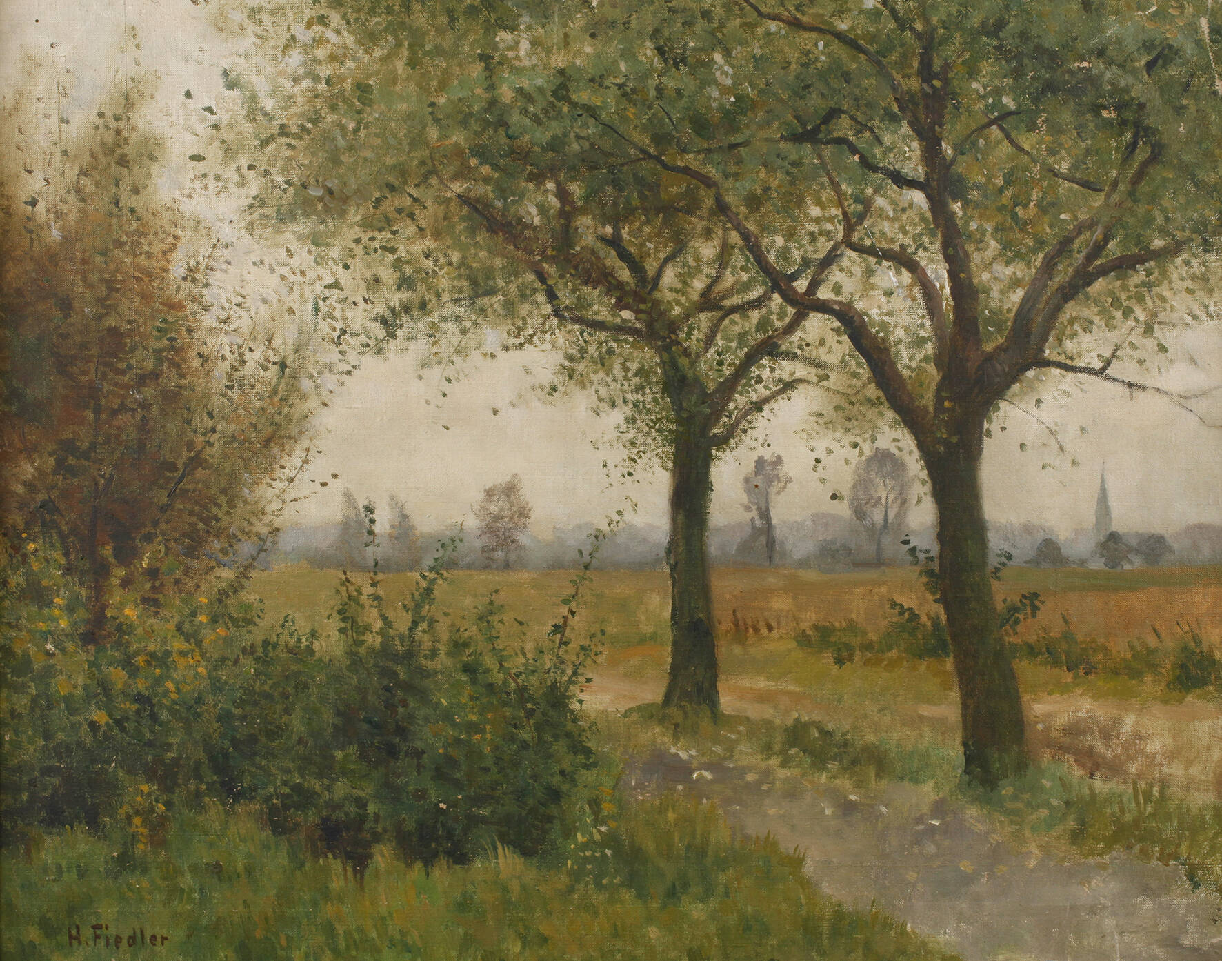 H. Fiedler, Weg in Sommerlandschaft