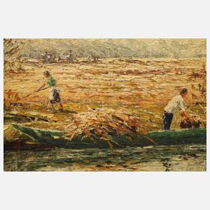 Karl Gaiser, Bei der Schilfernte