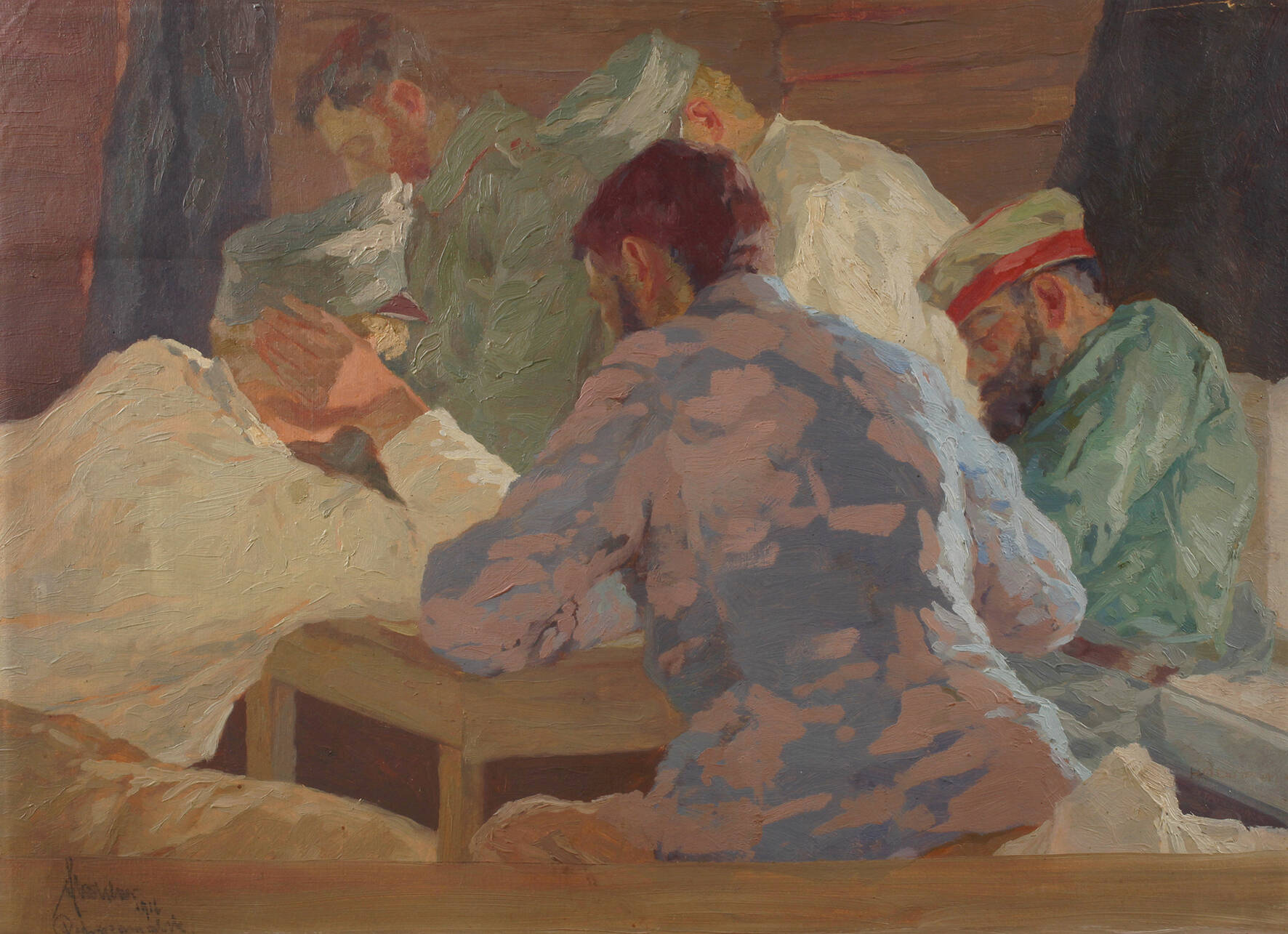 Hugo Hodiener, Soldaten im Unterstand