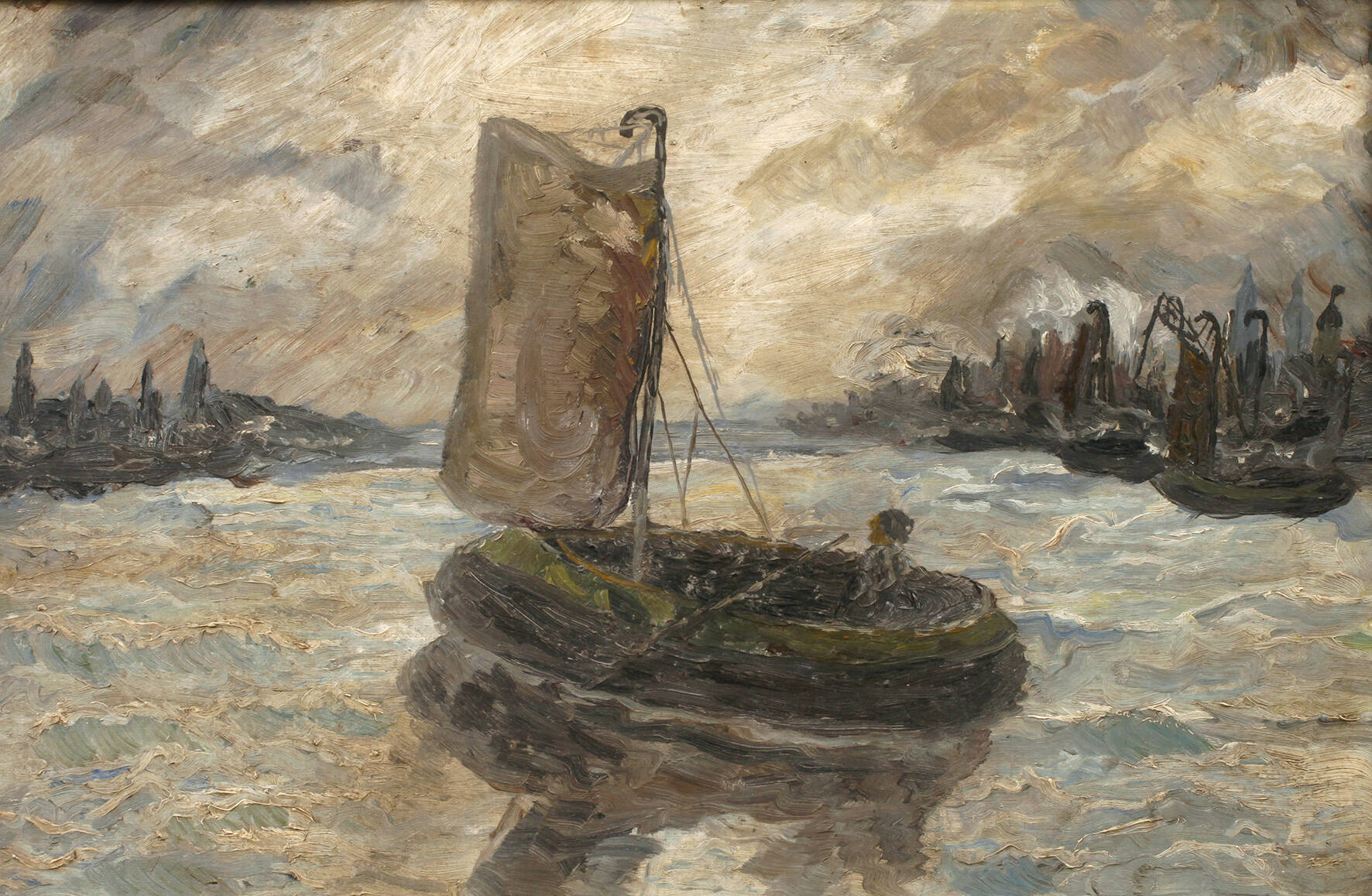 Prof. Walther Klemm, attr., Segelboot im Hafen