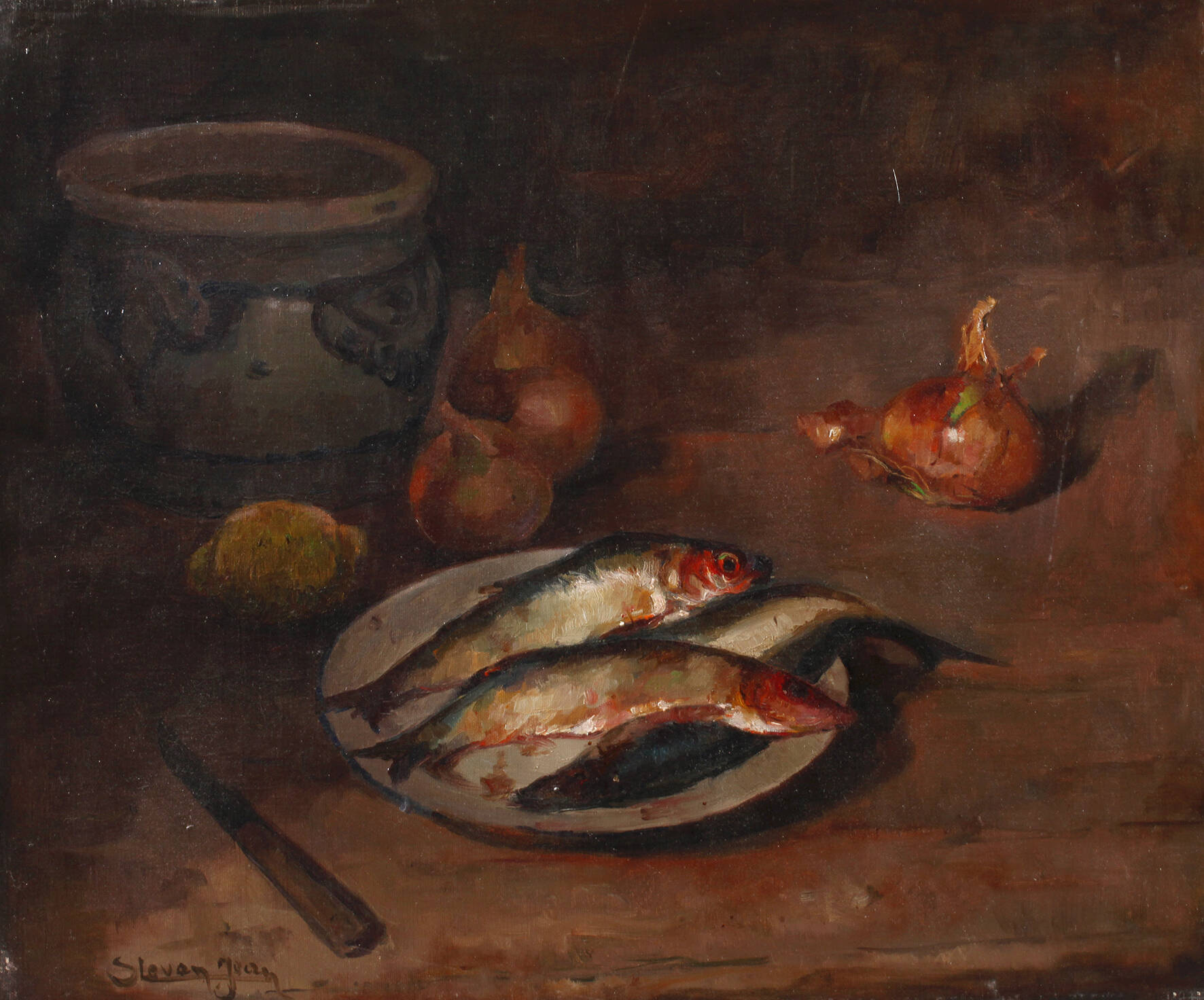 Jean Stevan, Stillleben mit Fisch