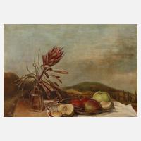 Hinrich Storch, Apfelstillleben vor Landschaft111