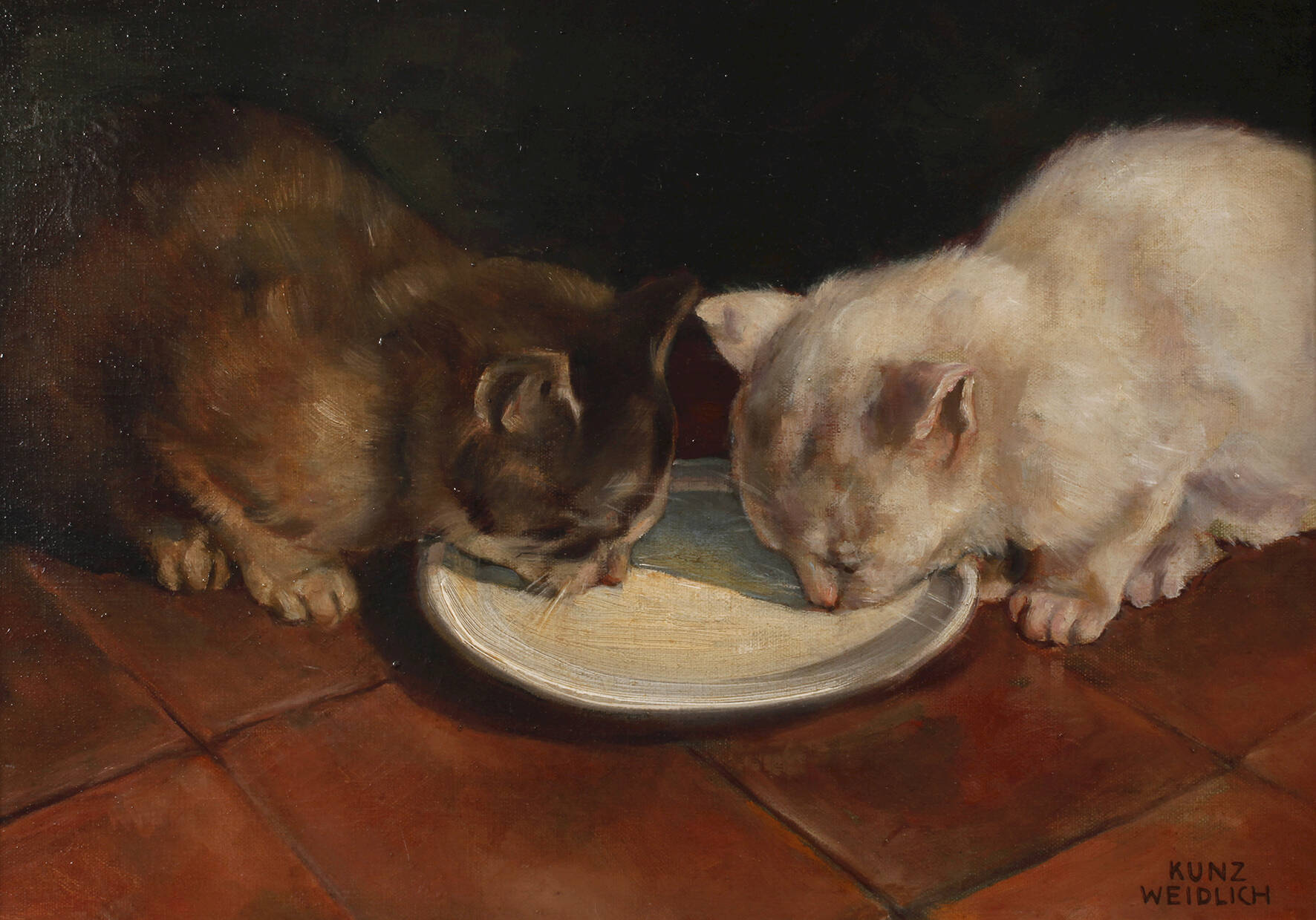 Kunz Weidlich, Trinkende Katzen