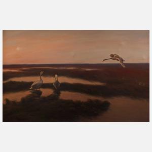 Wilhelm Widell, Schwäne im Abendrot