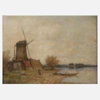 Holländische Landschaft mit Windmühle111