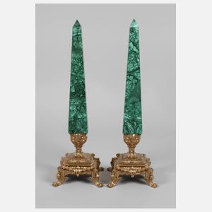 Paar Malachitobeliske