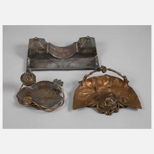 Drei Schreibtischgarnituren Jugendstil