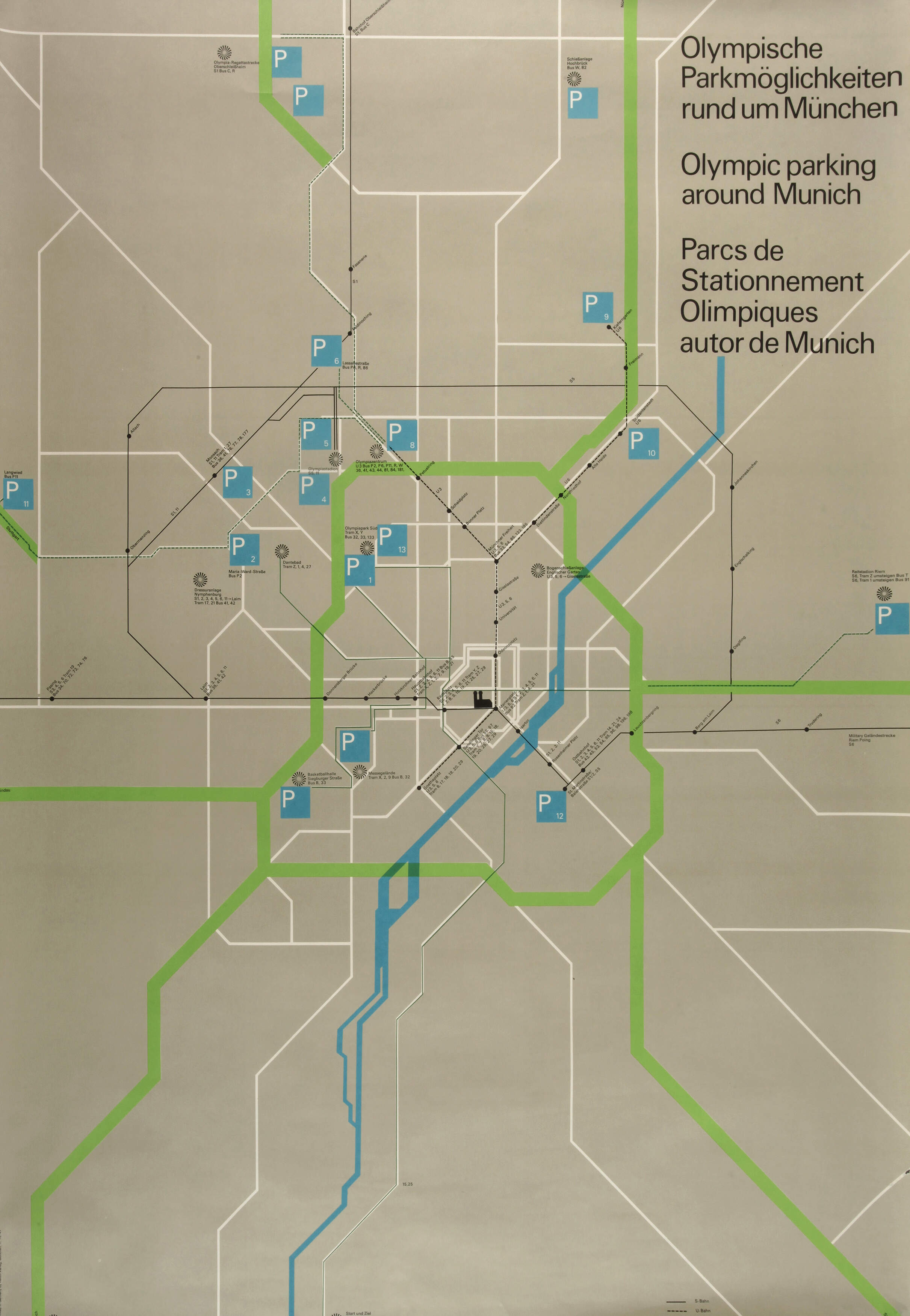 Plakat Olympische Spiele Parkmöglichkeiten