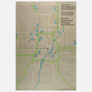 Plakat Olympische Spiele Parkmöglichkeiten