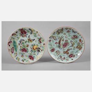 Zwei Zierteller Seladon