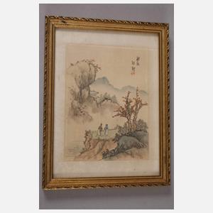 Drei Seidenmalereien