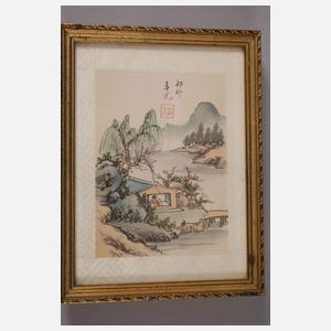 Drei Seidenmalereien