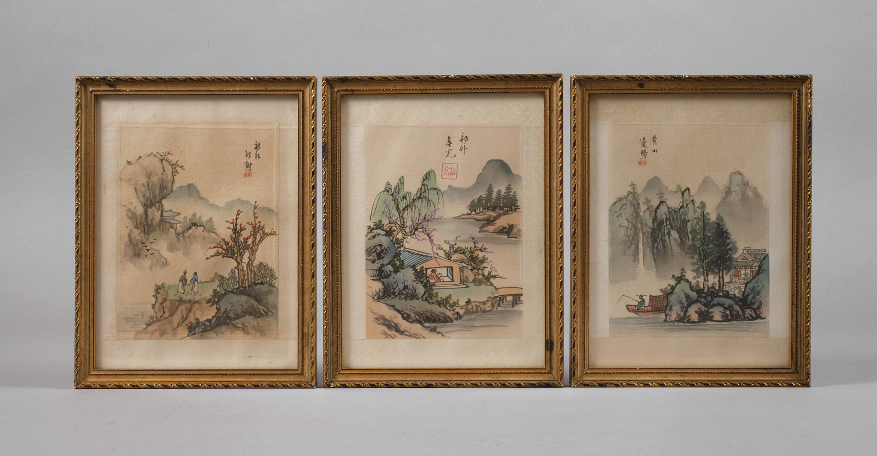 Drei Seidenmalereien