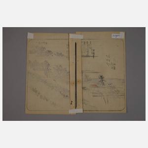 Zwei japanische Farbholzschnitte Katsushika Hokusai