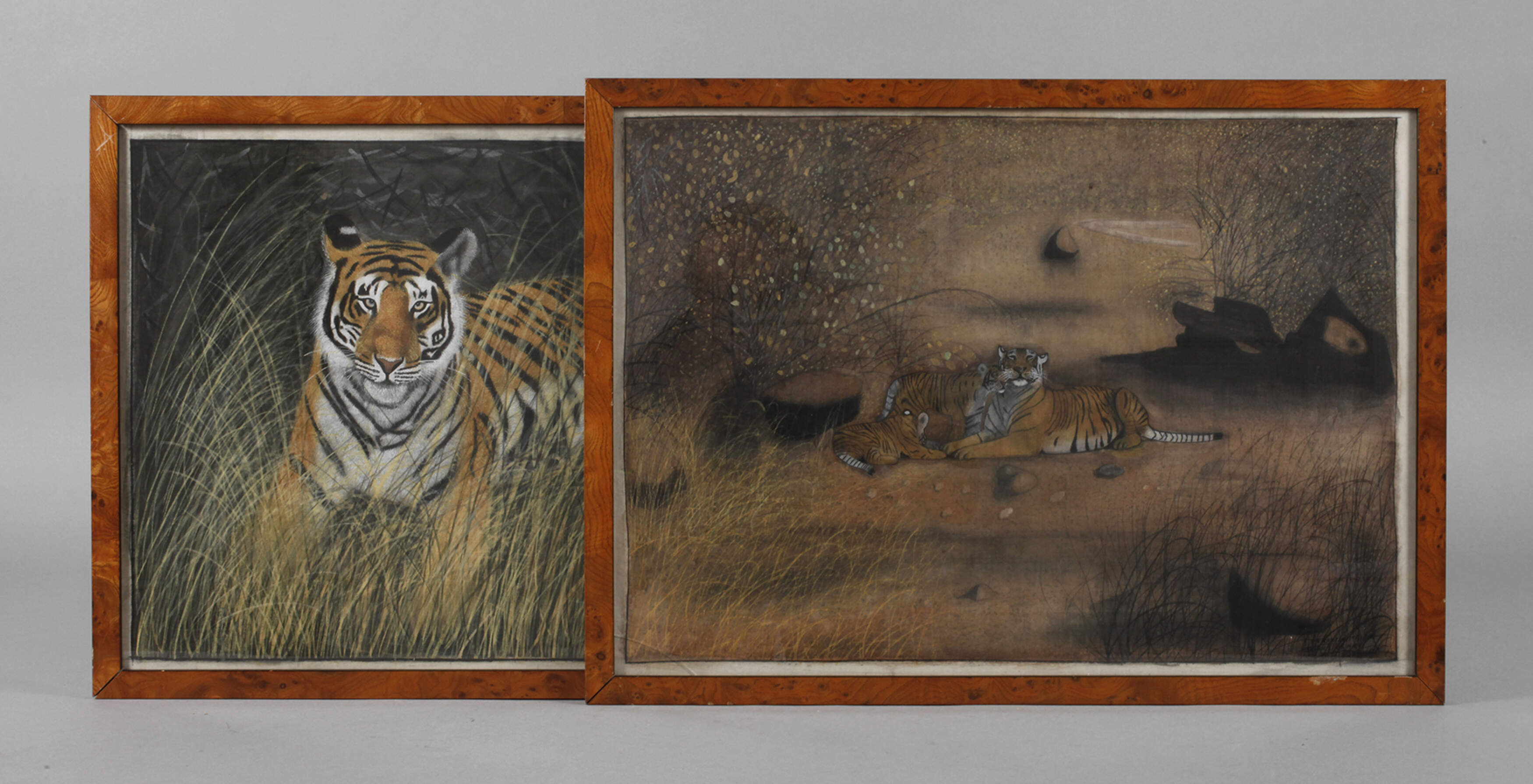 Zwei Seidenmalereien