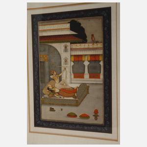 Vier indopersische Miniaturmalereien