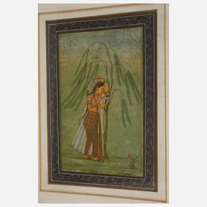 Vier indopersische Miniaturmalereien