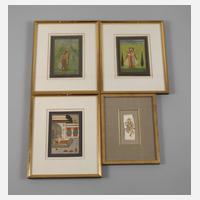 Vier indopersische Miniaturmalereien111