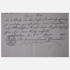 Zwei Urkunden des Premier-Leutnants Johann Berr