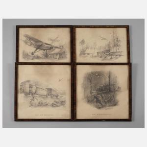 H. Zweig, Vier Zeichnungen 2. Weltkrieg