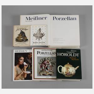 Sechs Fachbücher Porzellan
