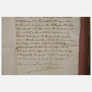 Brief Werner Wenzel Graf von Tilly