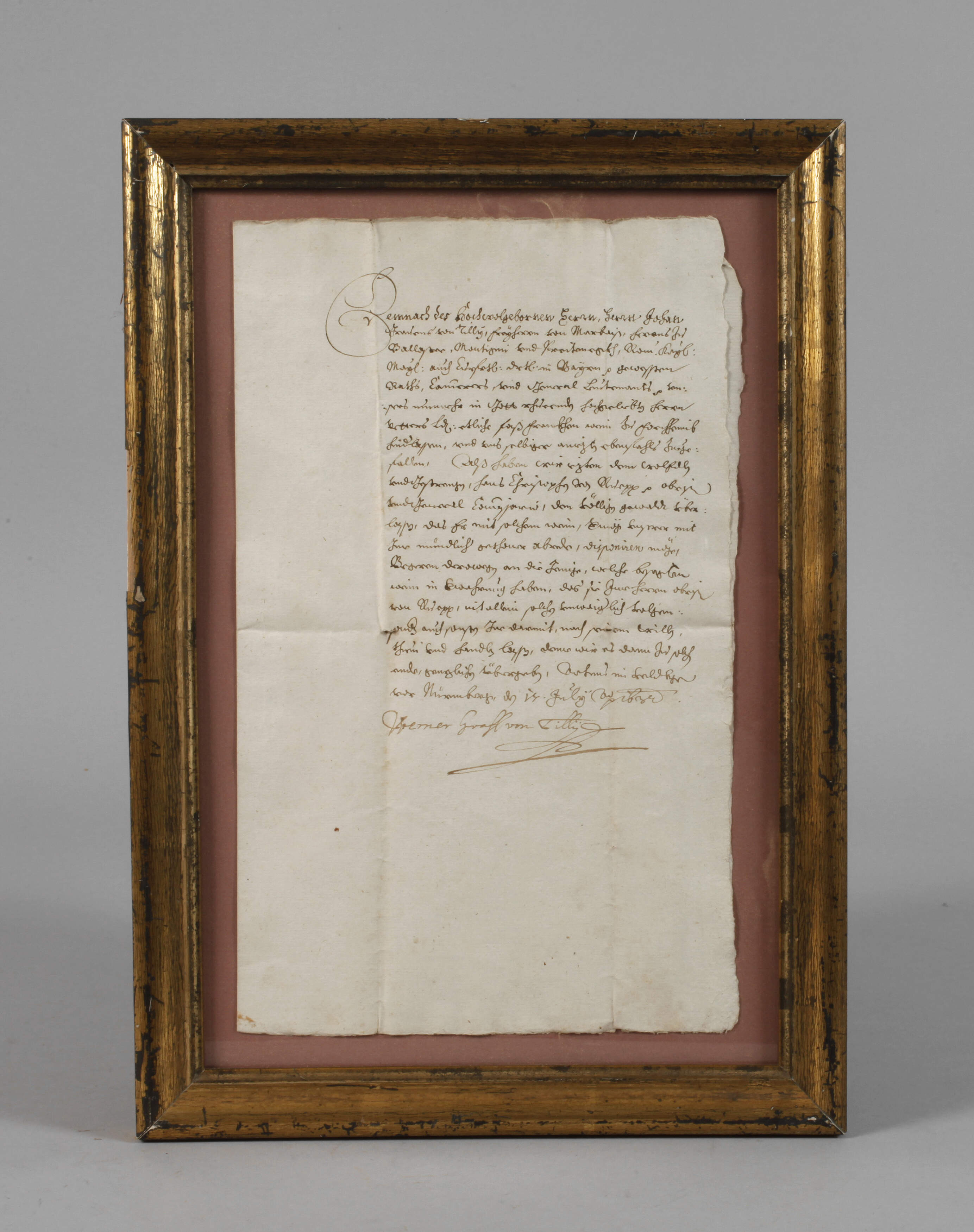 Brief Werner Wenzel Graf von Tilly