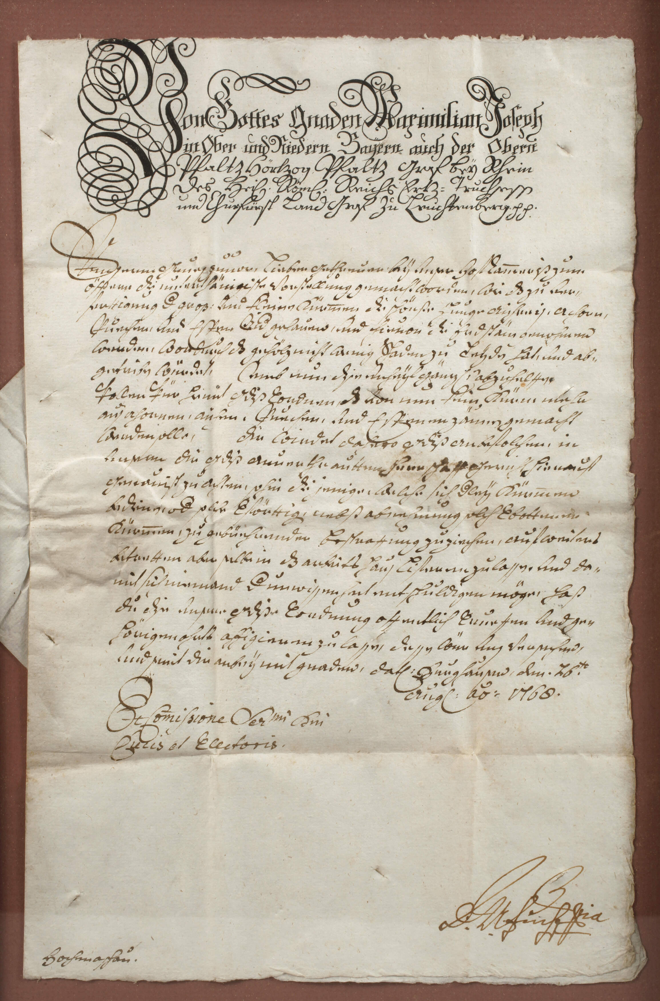 Brief Maximilian Joseph Kurfürst von Bayern