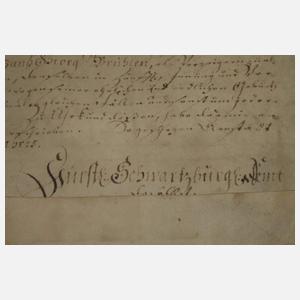 Urkunde Fürst Günther I. Schwarzburg-Sondershausen
