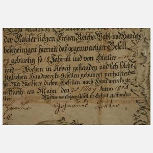 Gesellenbrief der Küfer, Büttner