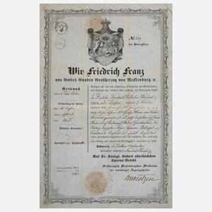 Reisepass für Friedrich Wilhelm Hosäus