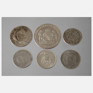 Sechs Silbermünzen Sachsen