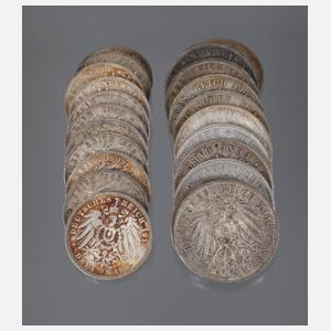 Konvolut Silbermünzen Kaiserreich