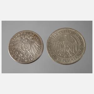 Zwei Silbermünzen Deutsches Reich