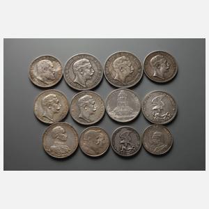 Konvolut Silbermünzen Kaiserreich