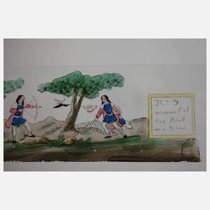 Biedermeier Glasbilder für Laterna Magica