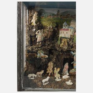 Orientalische Kastenkrippe mit Tragantfiguren