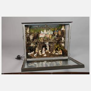 Orientalische Kastenkrippe mit Tragantfiguren