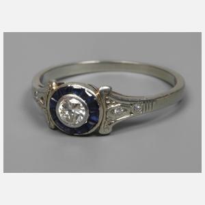 Damenring mit Brillant und Saphiren