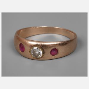 Damenring mit Rubinen und Diamant